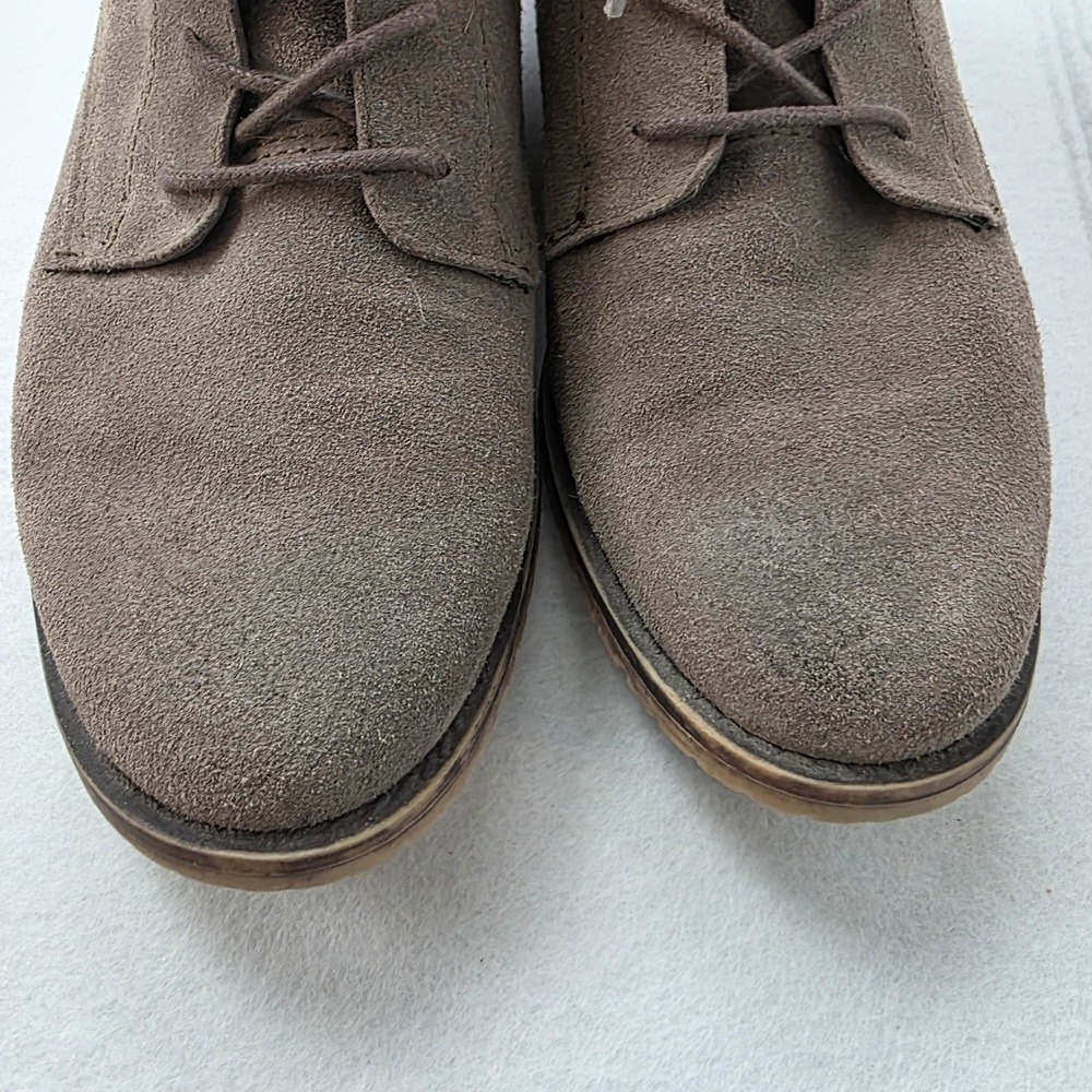 Steve Madden Rawlings Taupe Suede Lace Up Rear Zip Ankle Boots Womens 7.5M - Picture 5 of 8